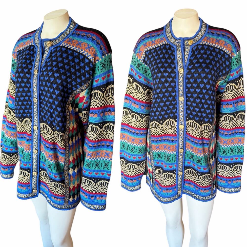 Vrikke Nowegian Wool Sweater Irene Zahl Multicolor Metallic Gold Large